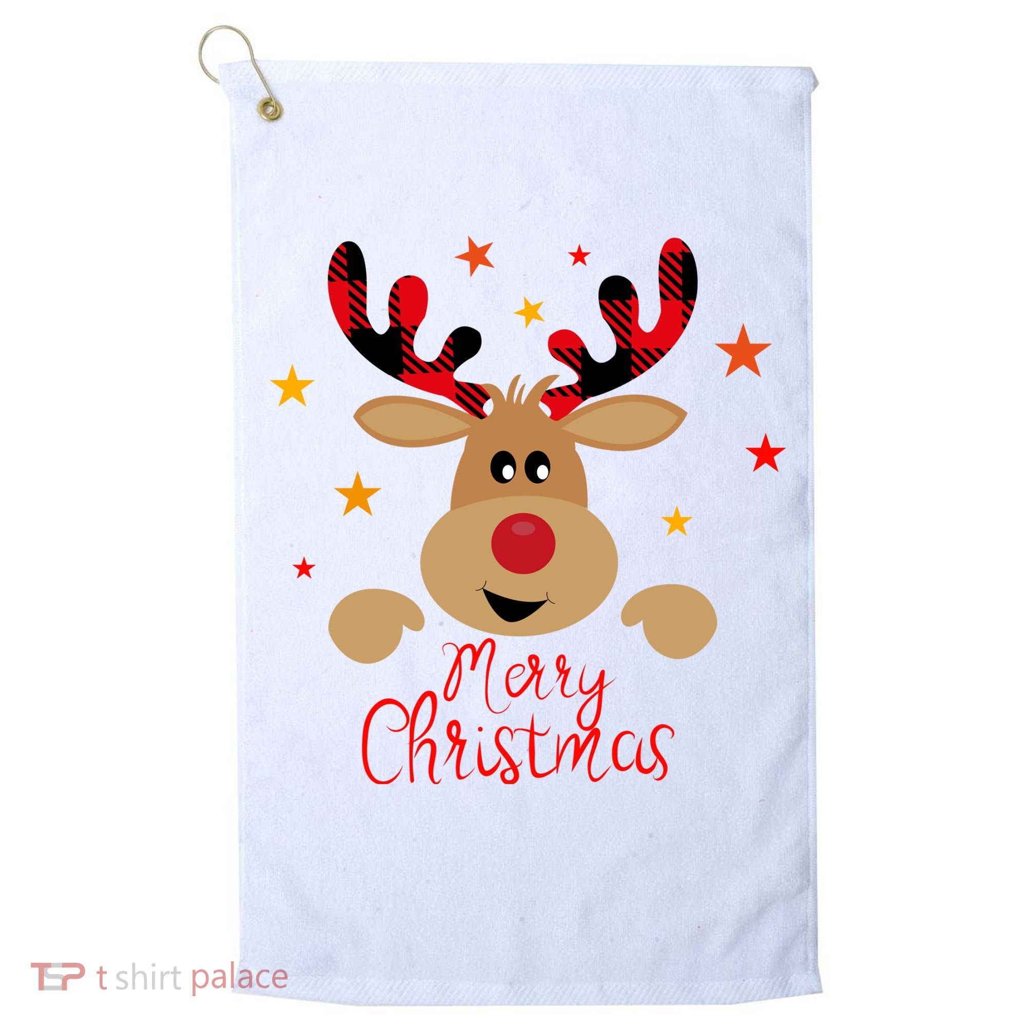 Merry Christmas Reindeer Holiday Cute Golf Towel