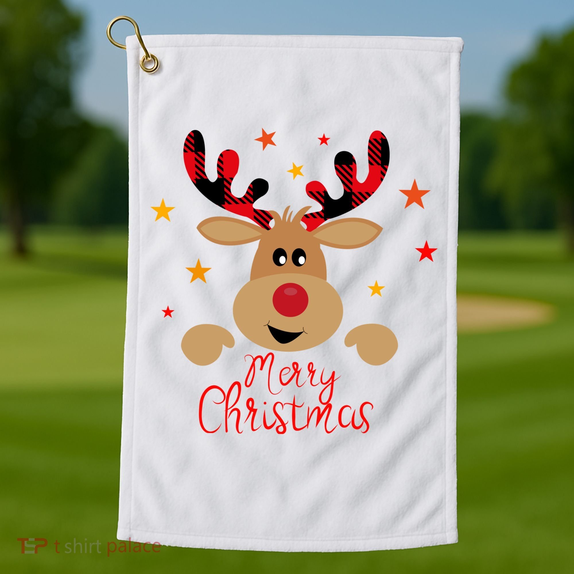 Merry Christmas Reindeer Holiday Cute Golf Towel