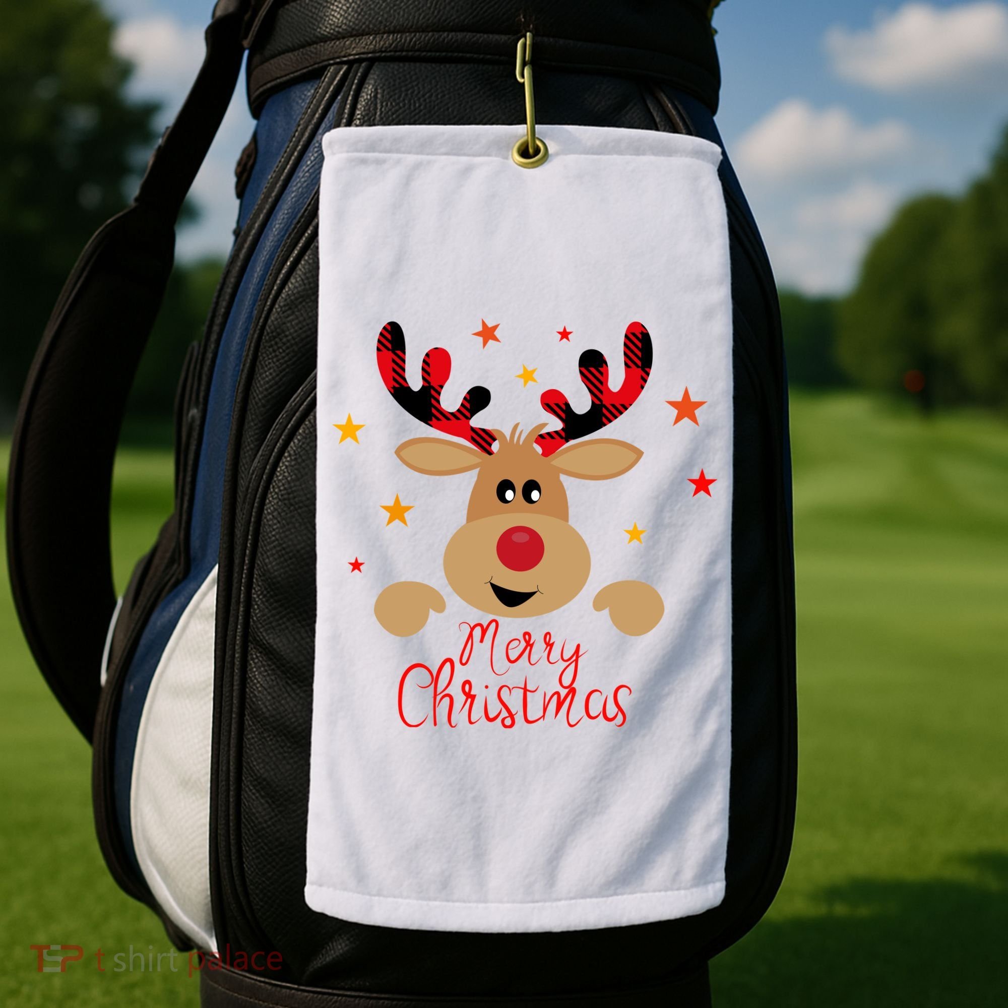 Merry Christmas Reindeer Holiday Cute Golf Towel