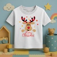 Merry Christmas Reindeer Holiday Cute Toddler T-Shirt thumb 3