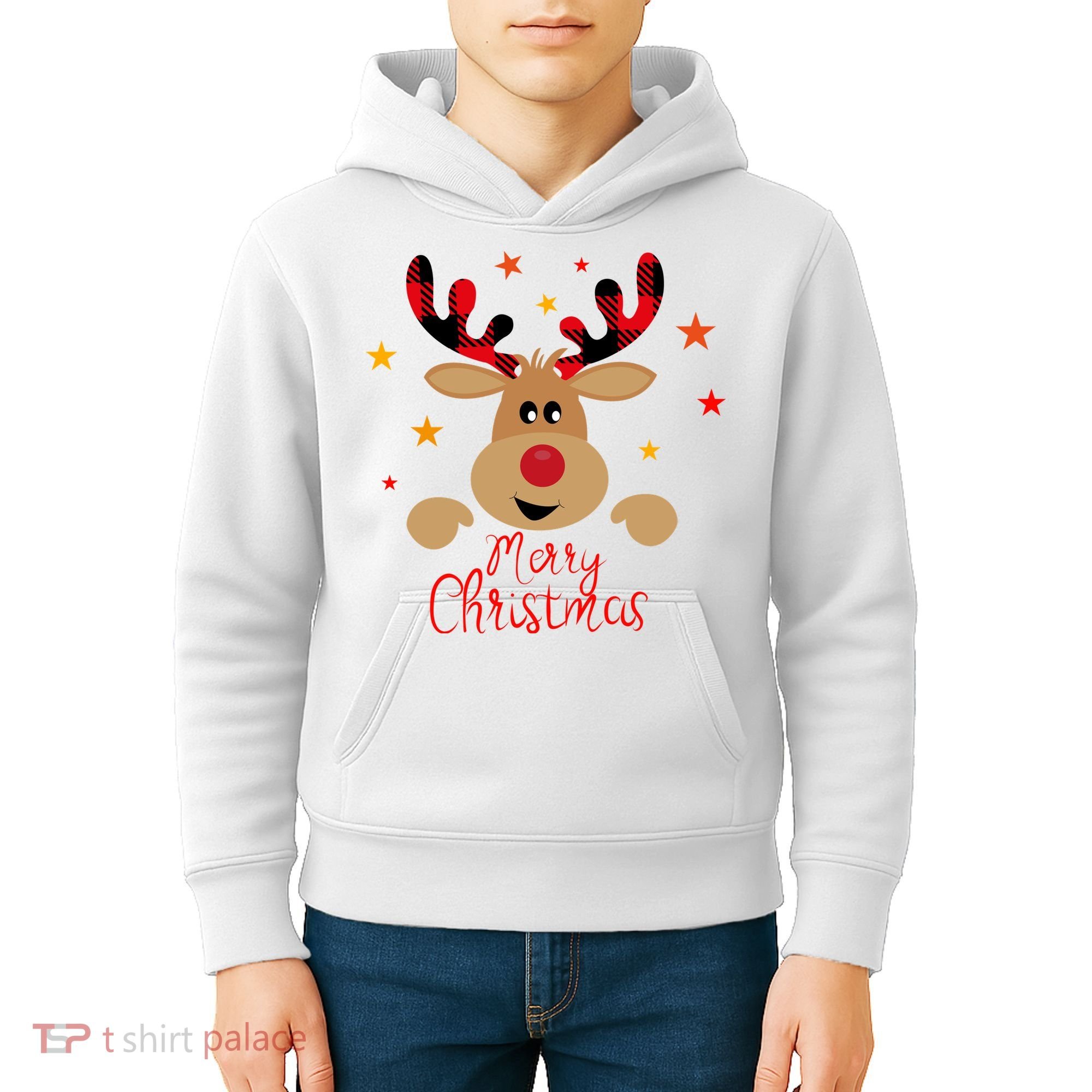 Merry Christmas Reindeer Holiday Cute Kids Hoodie
