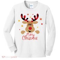 Merry Christmas Reindeer Holiday Cute Kids Long Sleeve Shirt thumb 0
