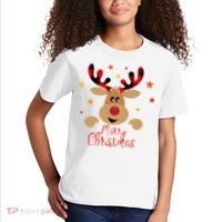 Merry Christmas Reindeer Holiday Cute Kids T-Shirt thumb 2