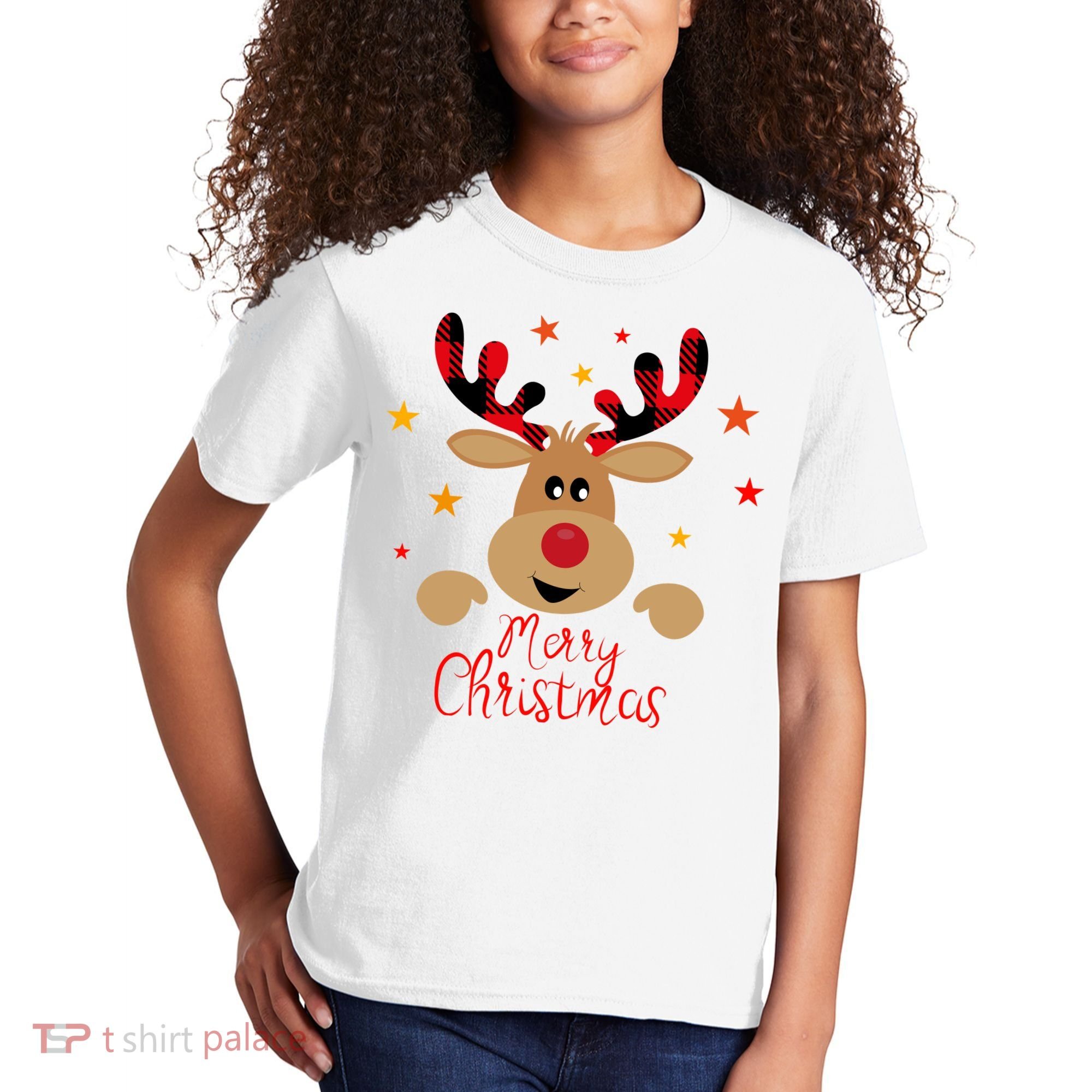 Merry Christmas Reindeer Holiday Cute Kids T-Shirt