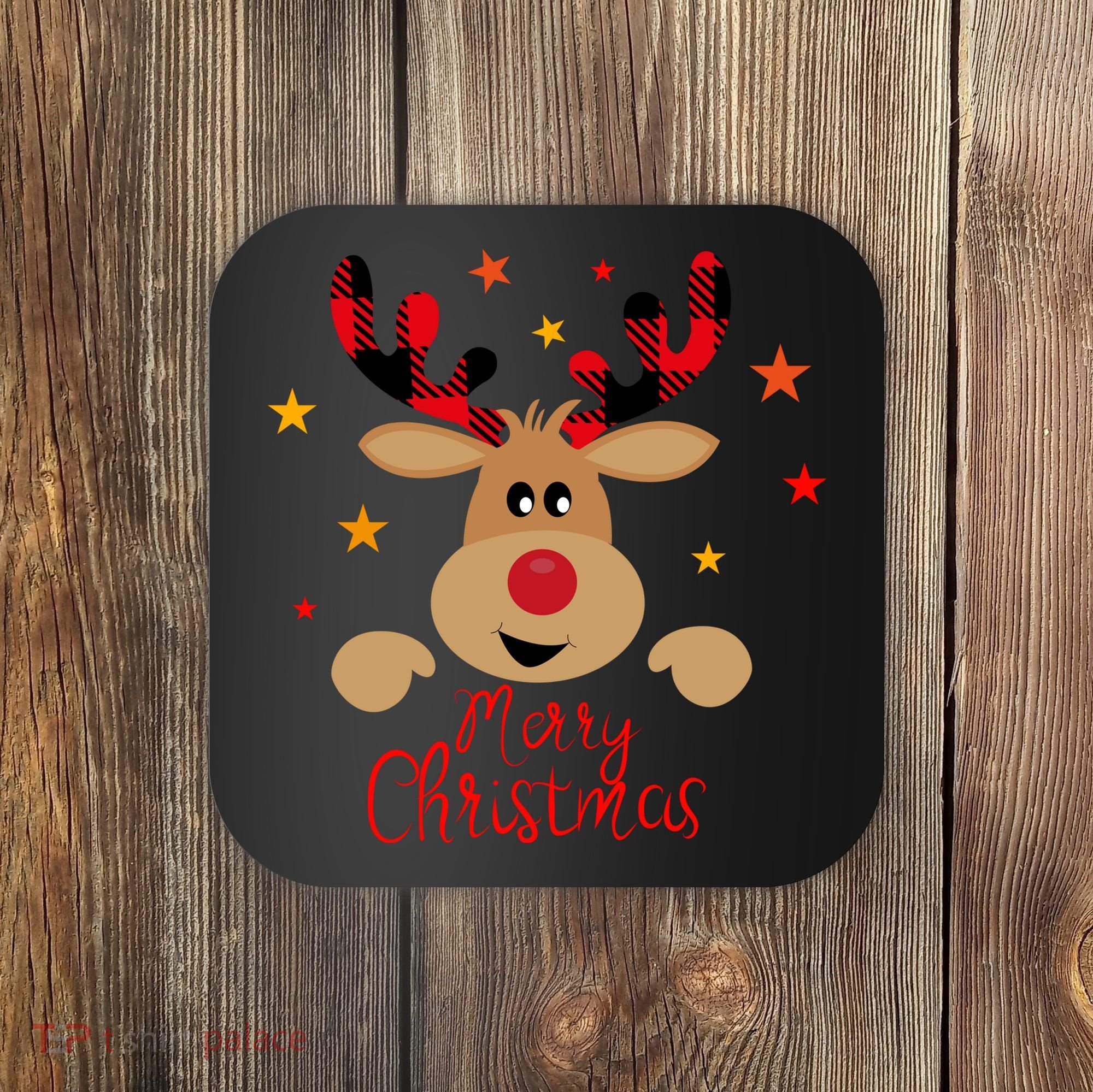 Merry Christmas Reindeer Cute Holiday Coaster