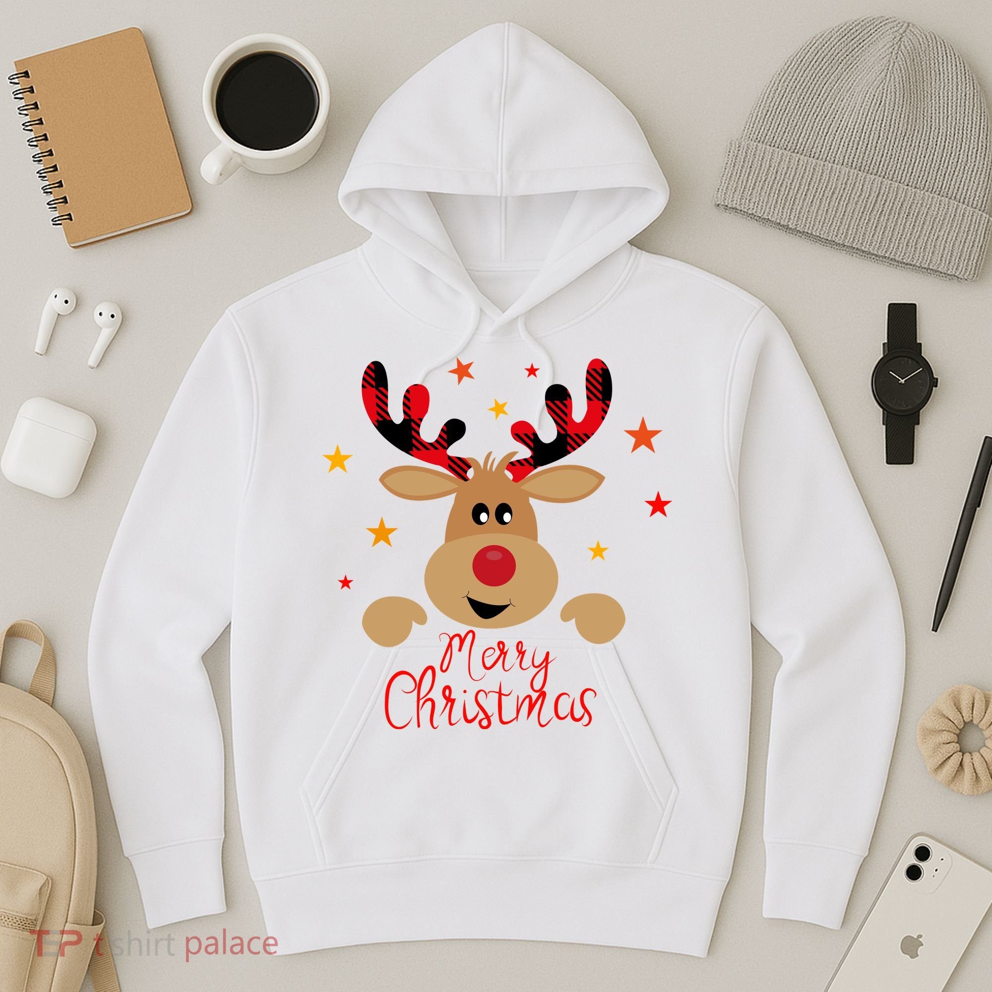 Merry Christmas Reindeer Cute Holiday Hoodie