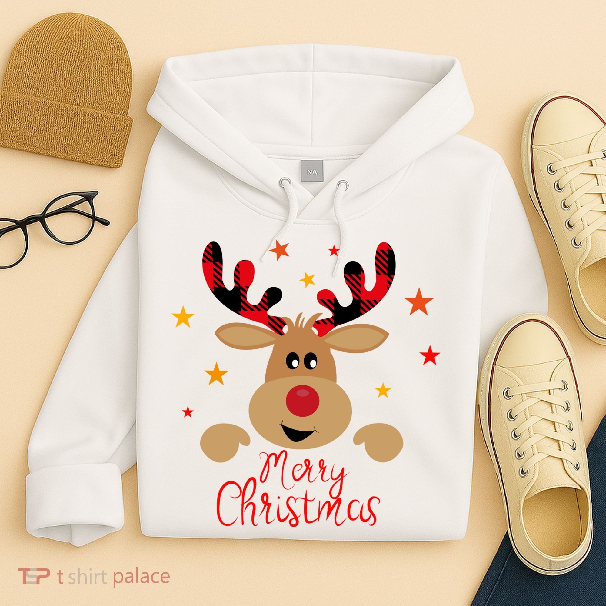 Merry Christmas Reindeer Cute Holiday Hoodie