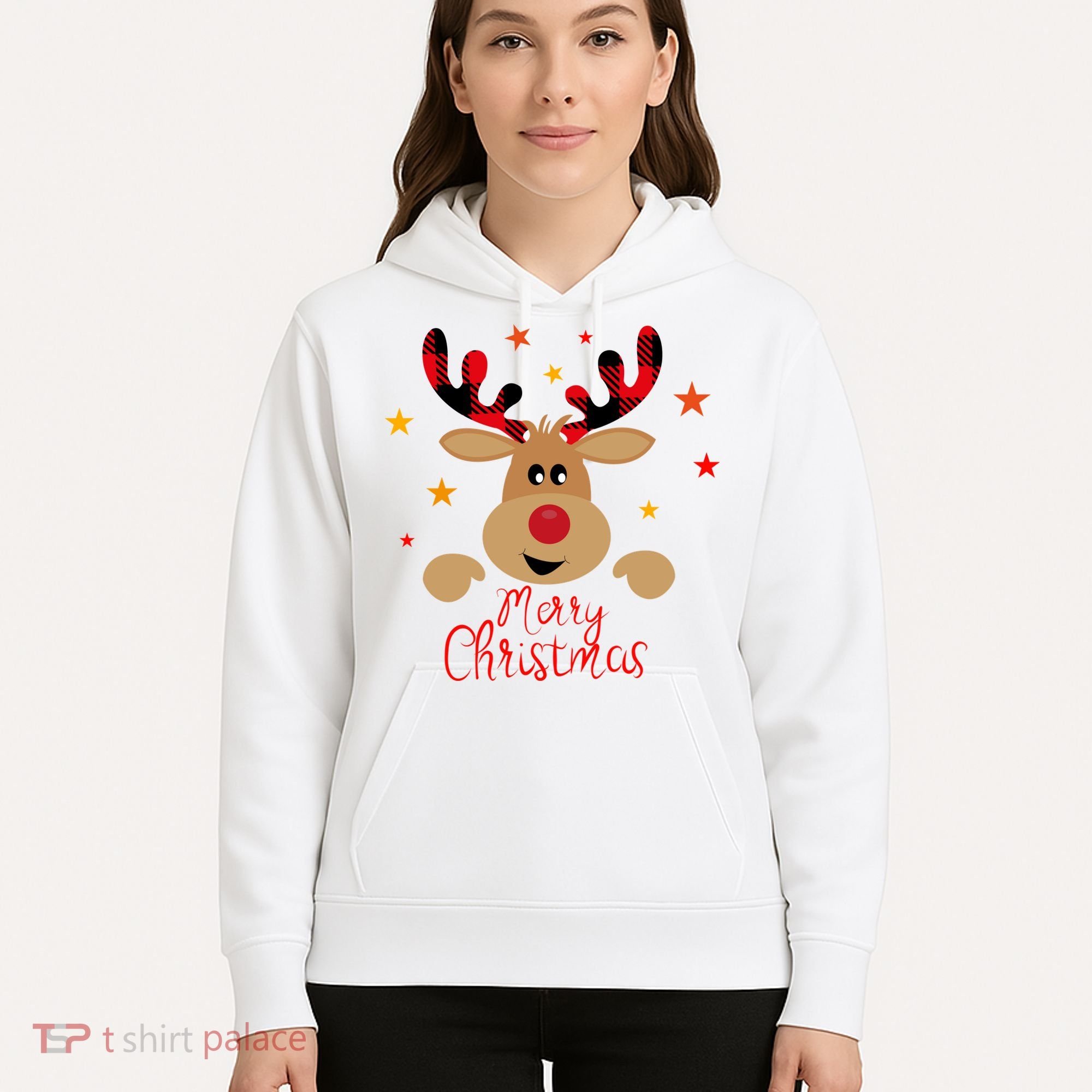 Merry Christmas Reindeer Cute Holiday Hoodie