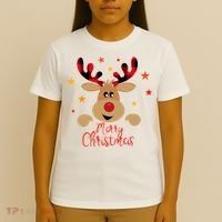 Merry Christmas Reindeer Cute Holiday T-Shirt thumb 4