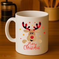 Merry Christmas Reindeer Cute Holiday Coffee Mug thumb 4