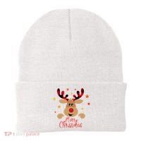 Merry Christmas Reindeer Cute Holiday Beanie thumb 0