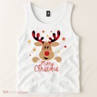 Merry Christmas Reindeer Cute Holiday Tank Top thumb 2