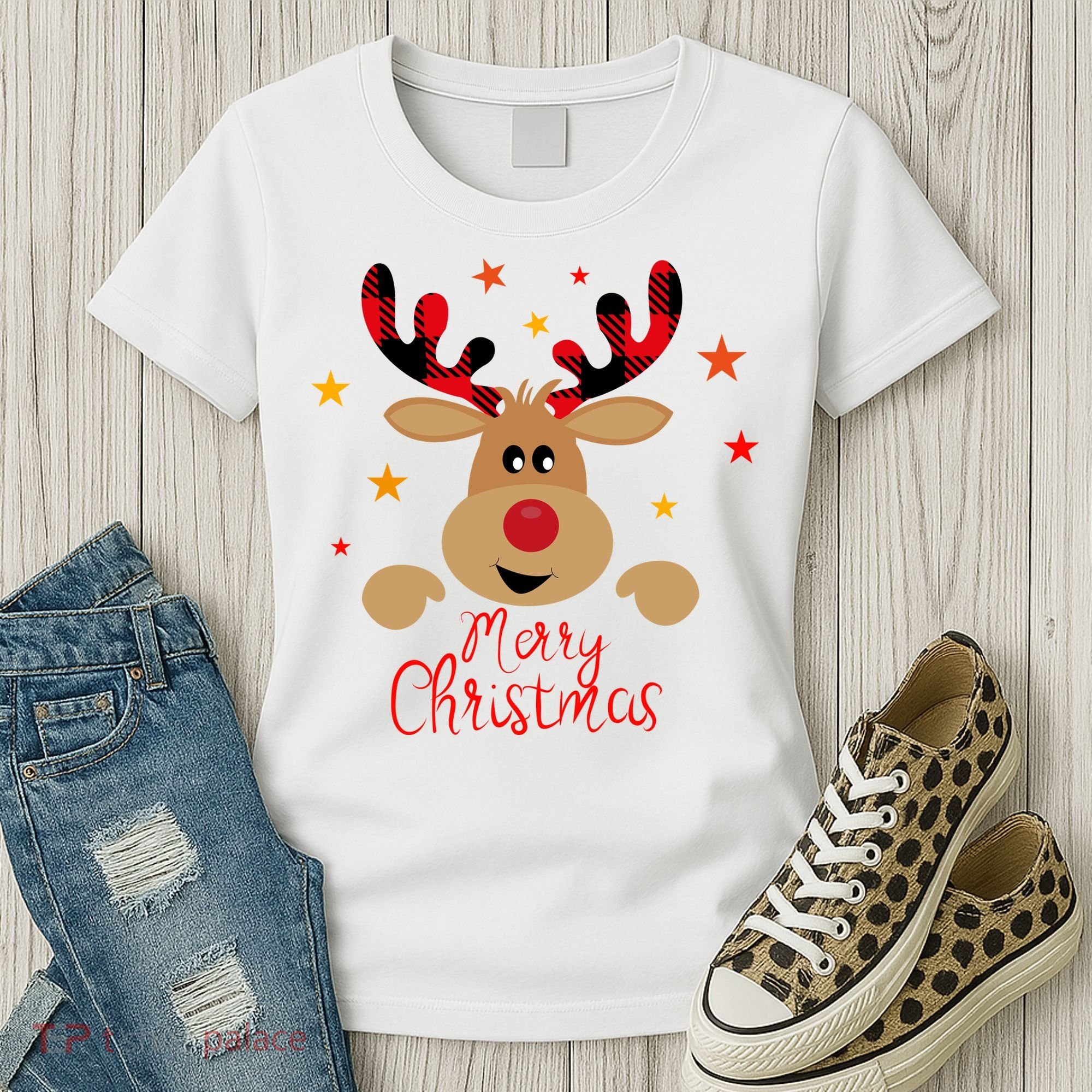 Merry Christmas Reindeer Cute Holiday Women's T-Shirt