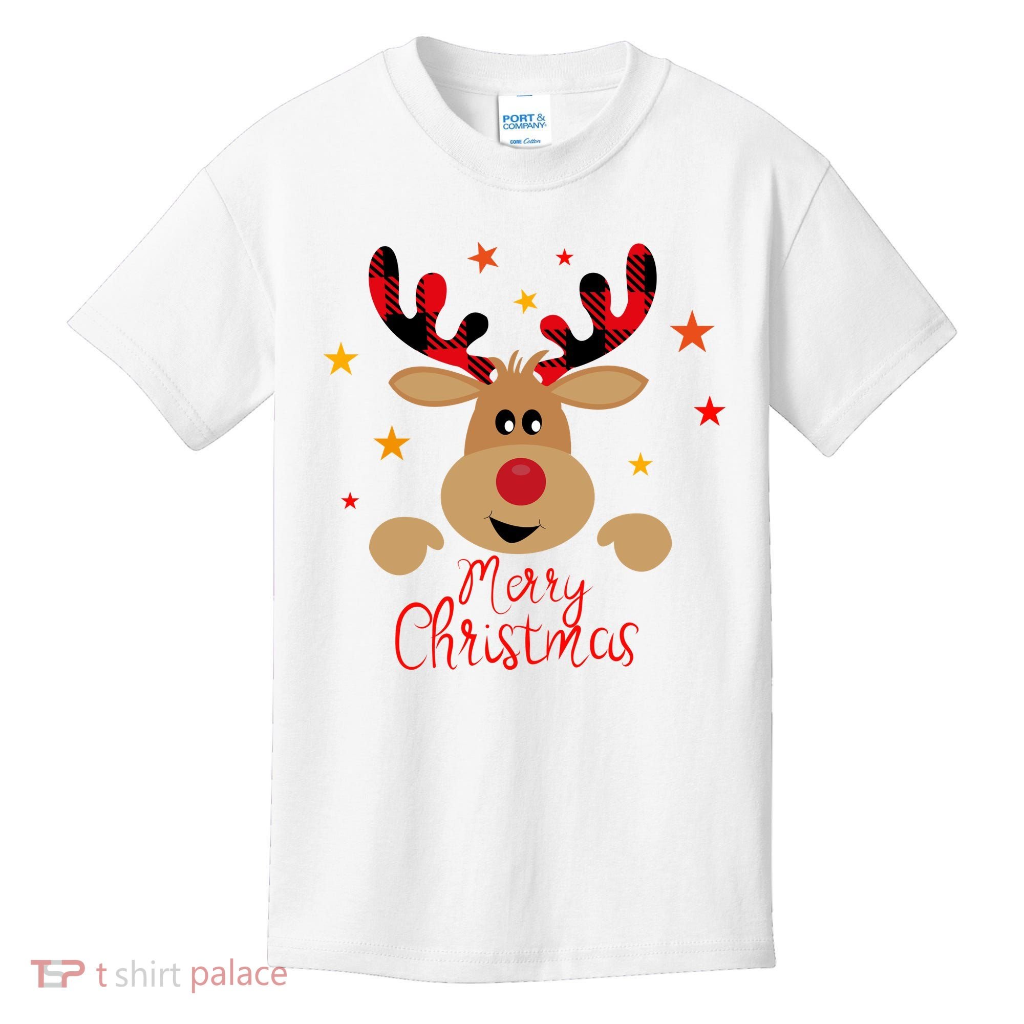 Merry Christmas Reindeer Cute Holiday Kids T-Shirt
