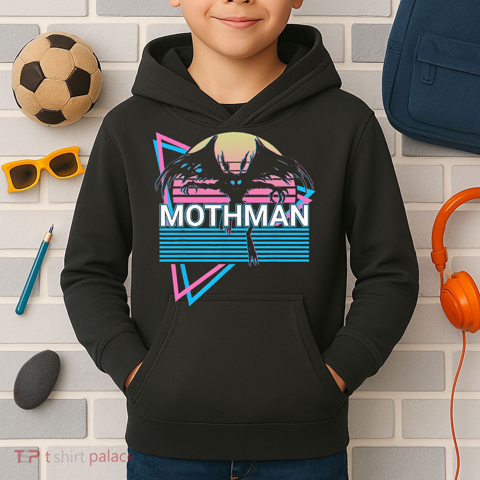 Mothman Cryptozoology Retro Cryptid Kids Hoodie