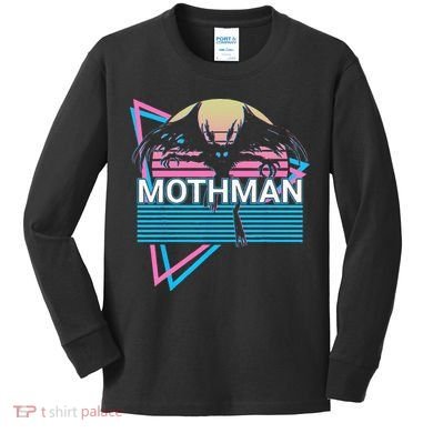 Mothman Cryptozoology Retro Cryptid Kids Long Sleeve Shirt