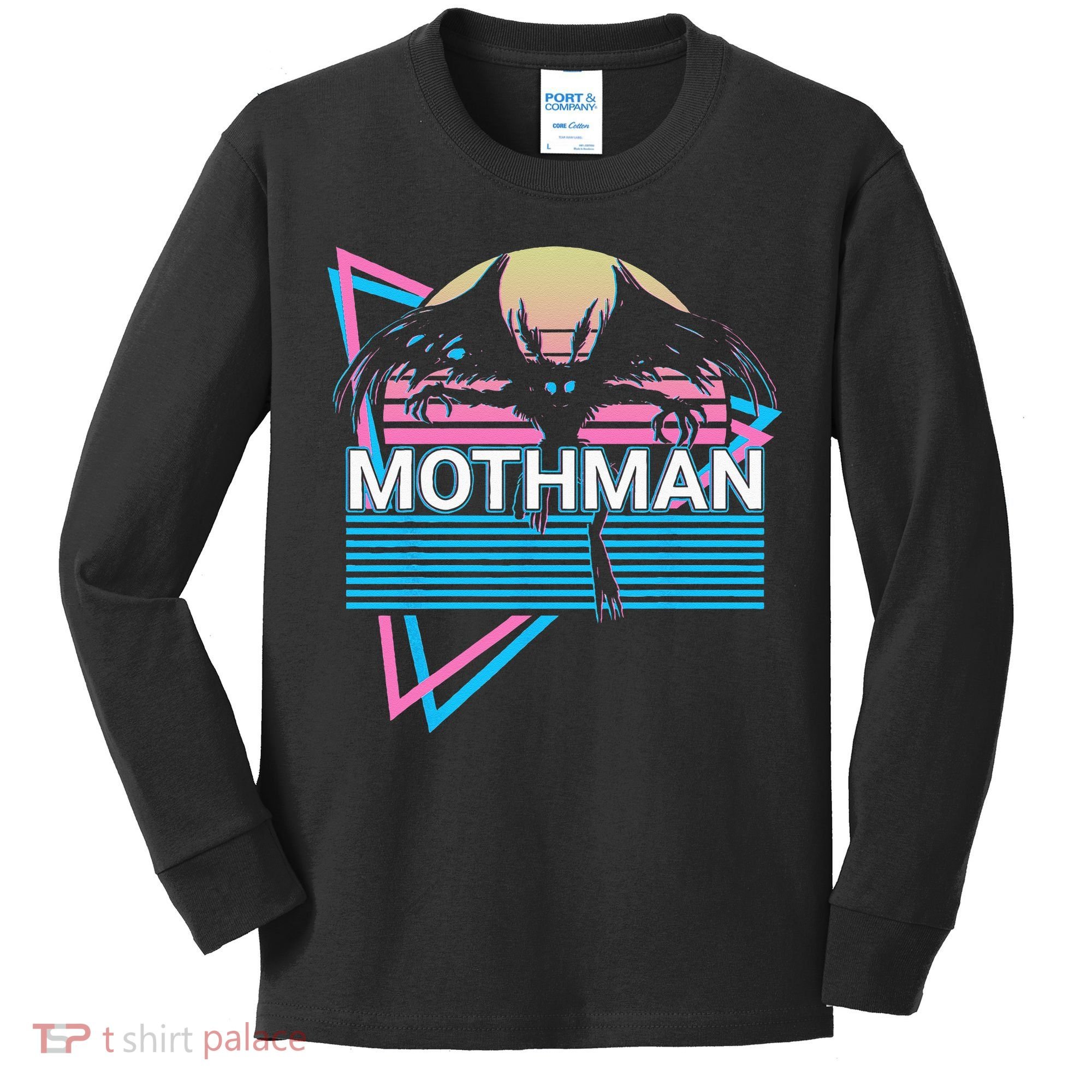 Mothman Cryptozoology Retro Cryptid Kids Long Sleeve Shirt