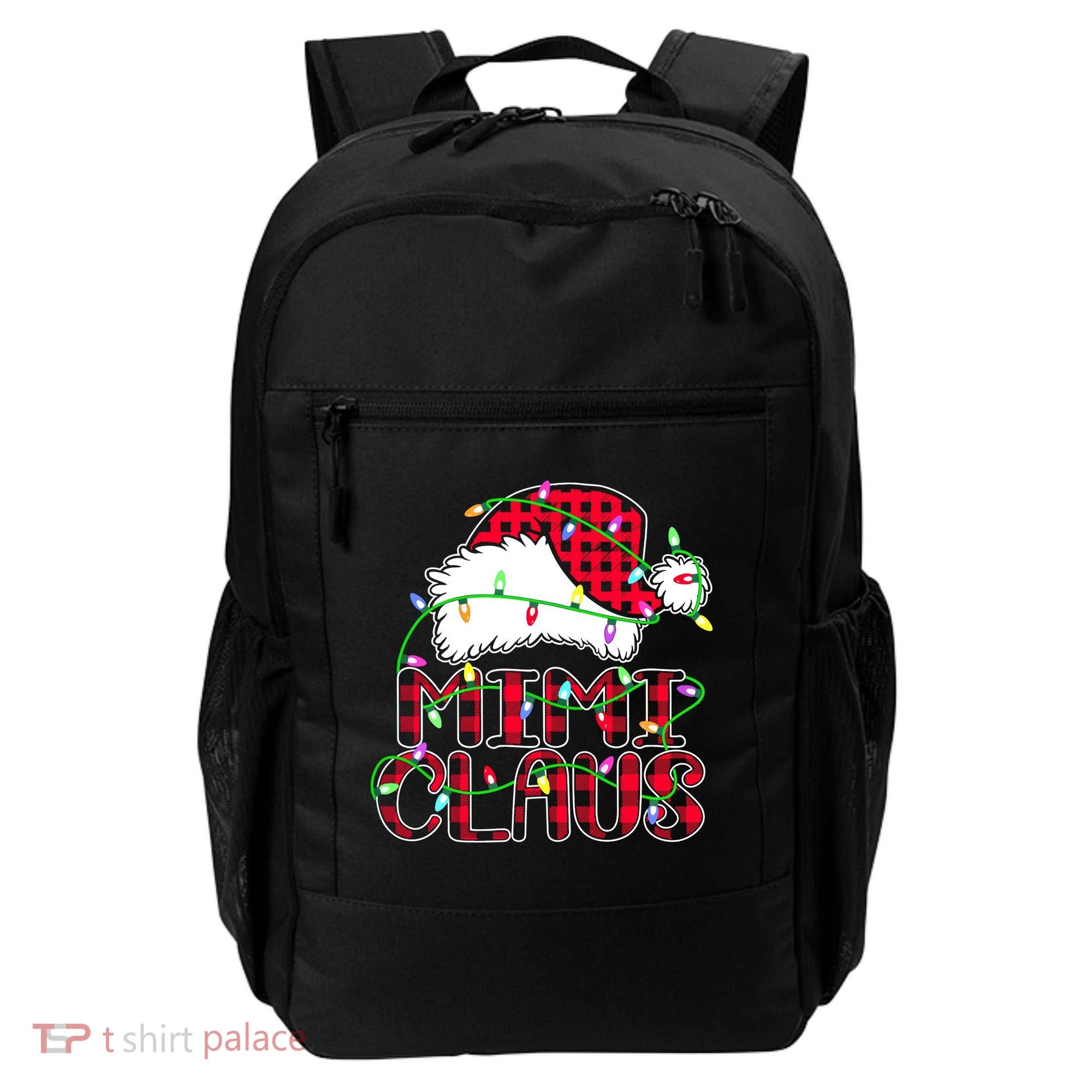 Mimi Claus Shirt Christmas Lights Pajama Family Matching Backpack