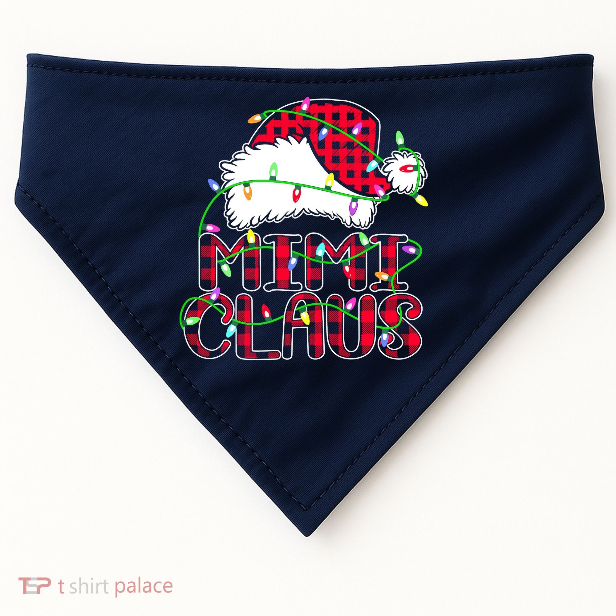 Mimi Claus Shirt Christmas Lights Pajama Family Matching USA-Made Doggie Bandana