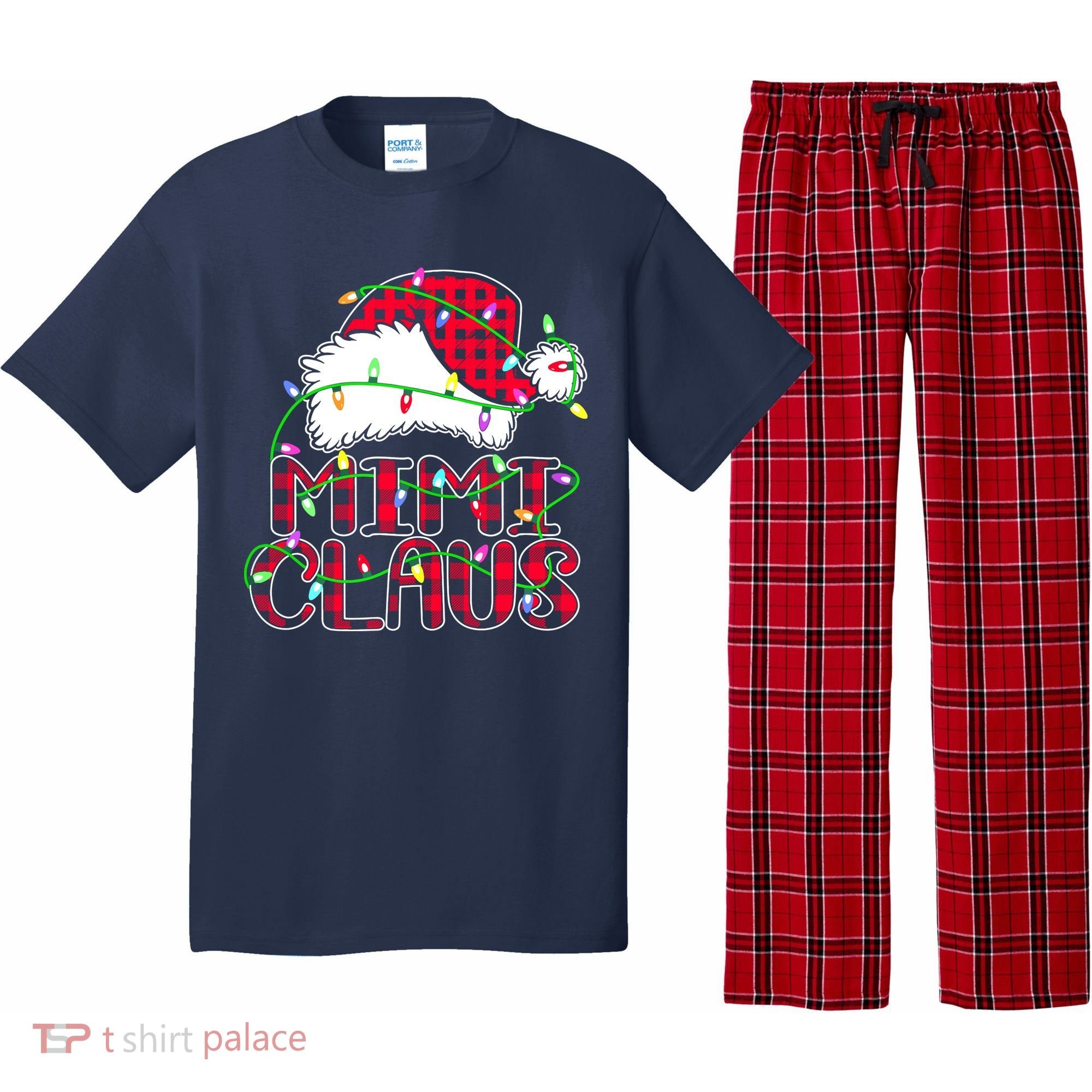 Mimi Claus Shirt Christmas Lights Pajama Family Matching Pajama Set
