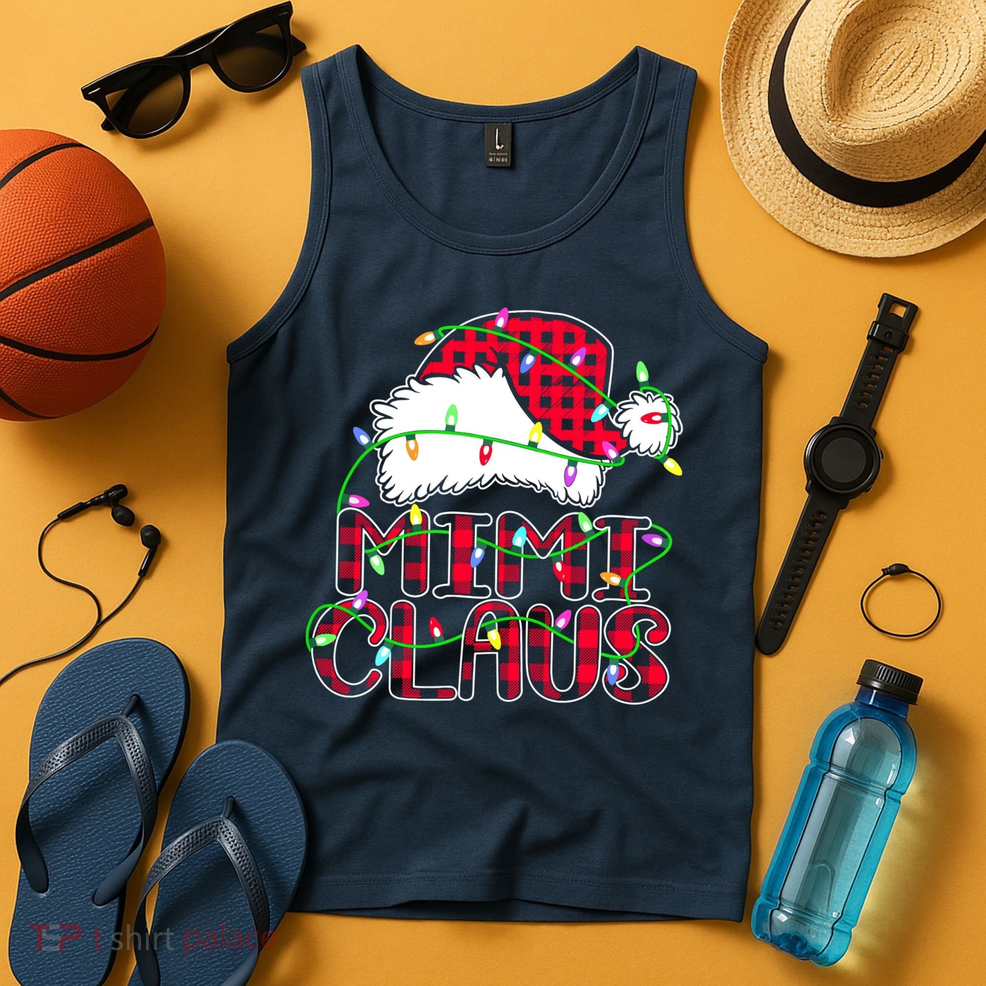 Mimi Claus Shirt Christmas Lights Pajama Family Matching Tank Top