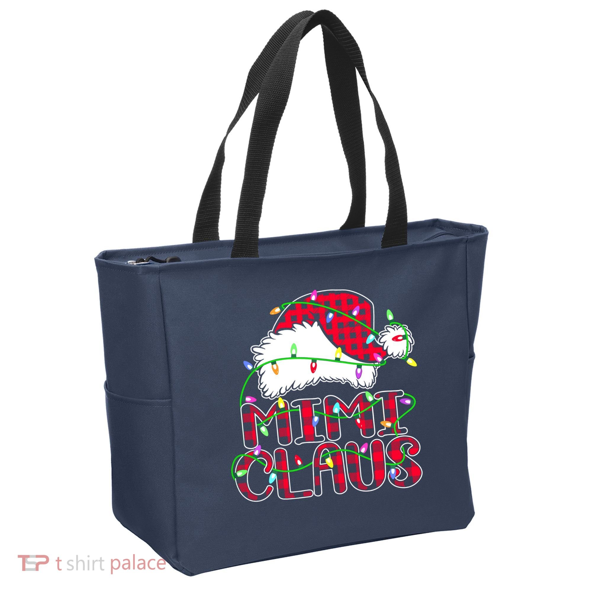 Mimi Claus Shirt Christmas Lights Pajama Family Matching Tote Bag