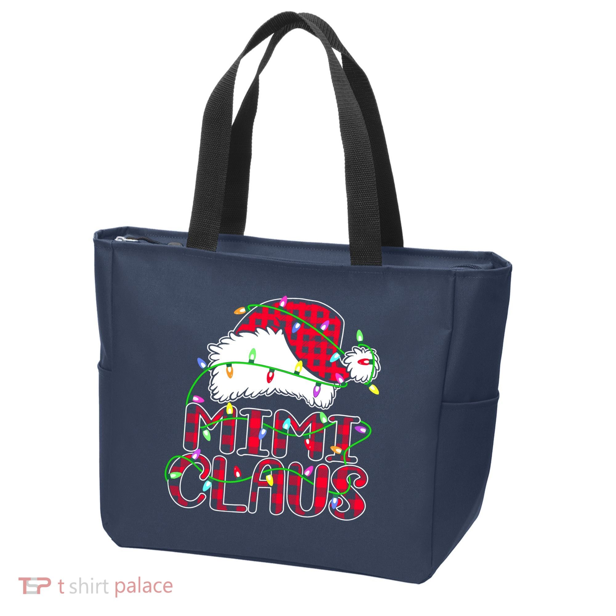 Mimi Claus Shirt Christmas Lights Pajama Family Matching Tote Bag