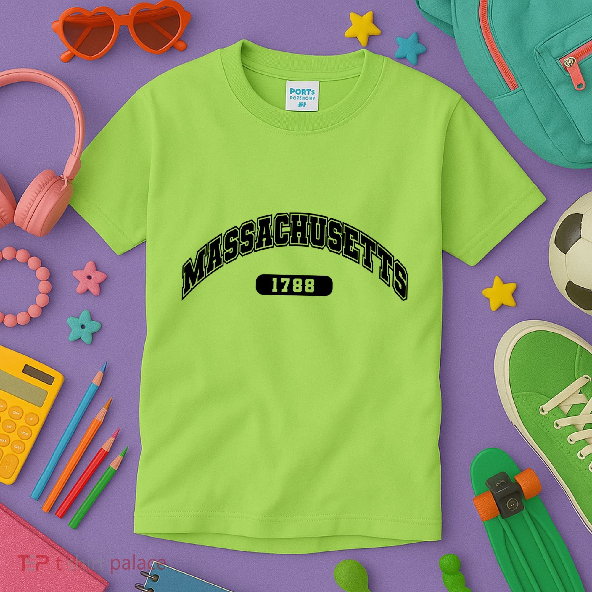 Massachusetts Collegiate Style 1788 Kids T-Shirt