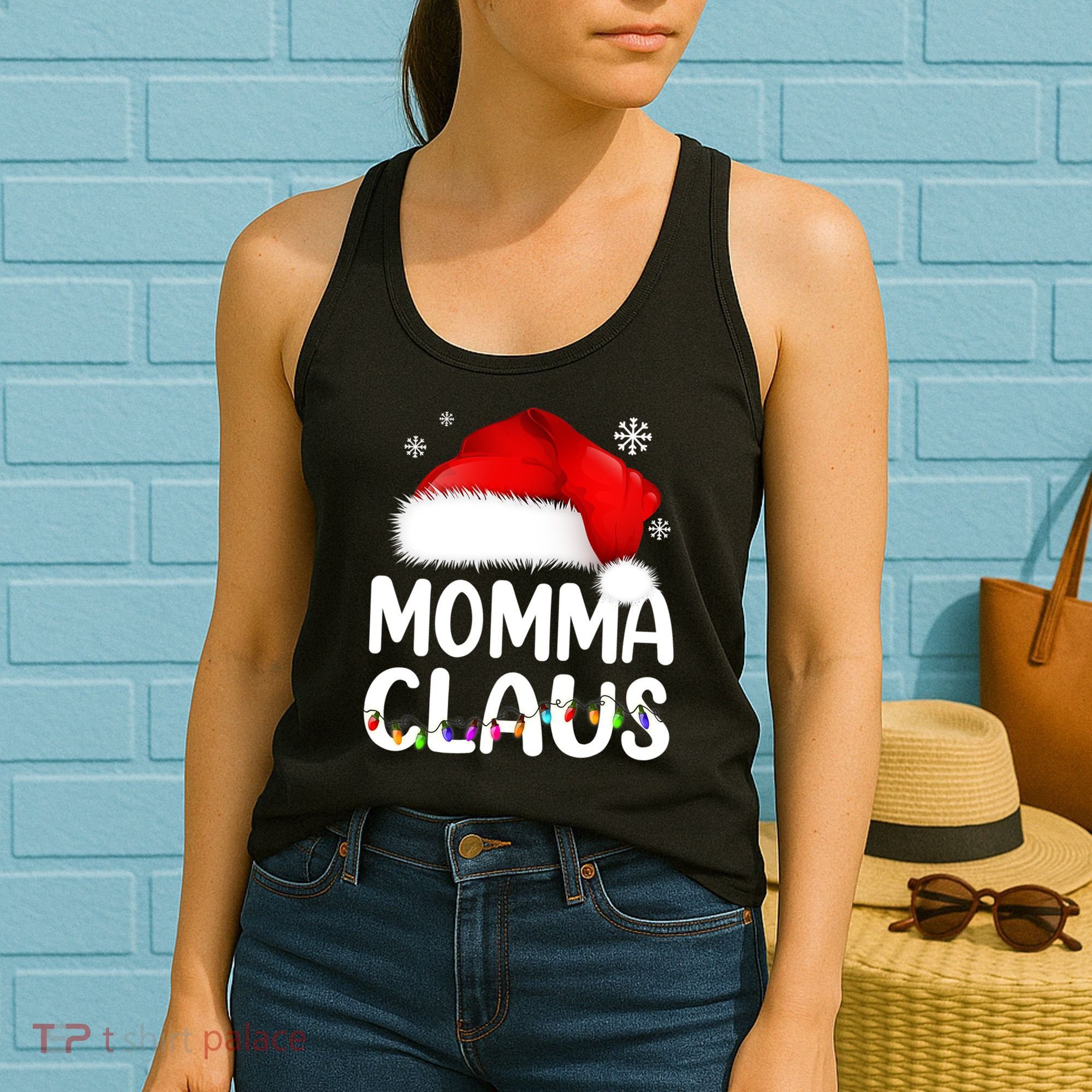 Momma Claus Shirt Christmas Pajama Family Matching Xmas Women's Tank Top