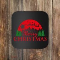 Merry Christmas Santa Reindeer Holiday Gift Coaster thumb 0