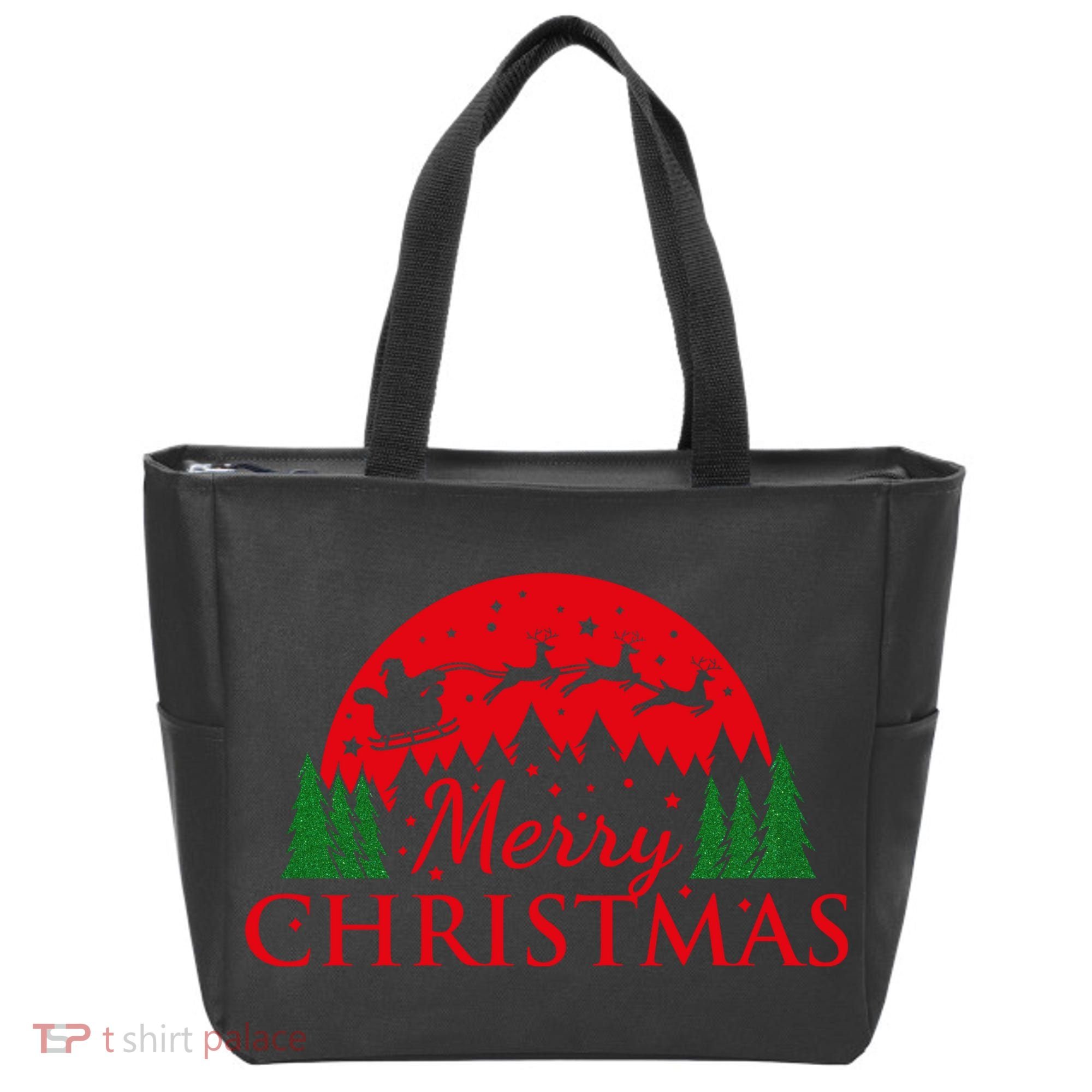 Merry Christmas Santa Reindeer Holiday Gift Tote Bag