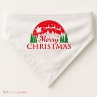 Merry Christmas Santa Reindeer Holiday Gift USA-Made Doggie Bandana thumb 0