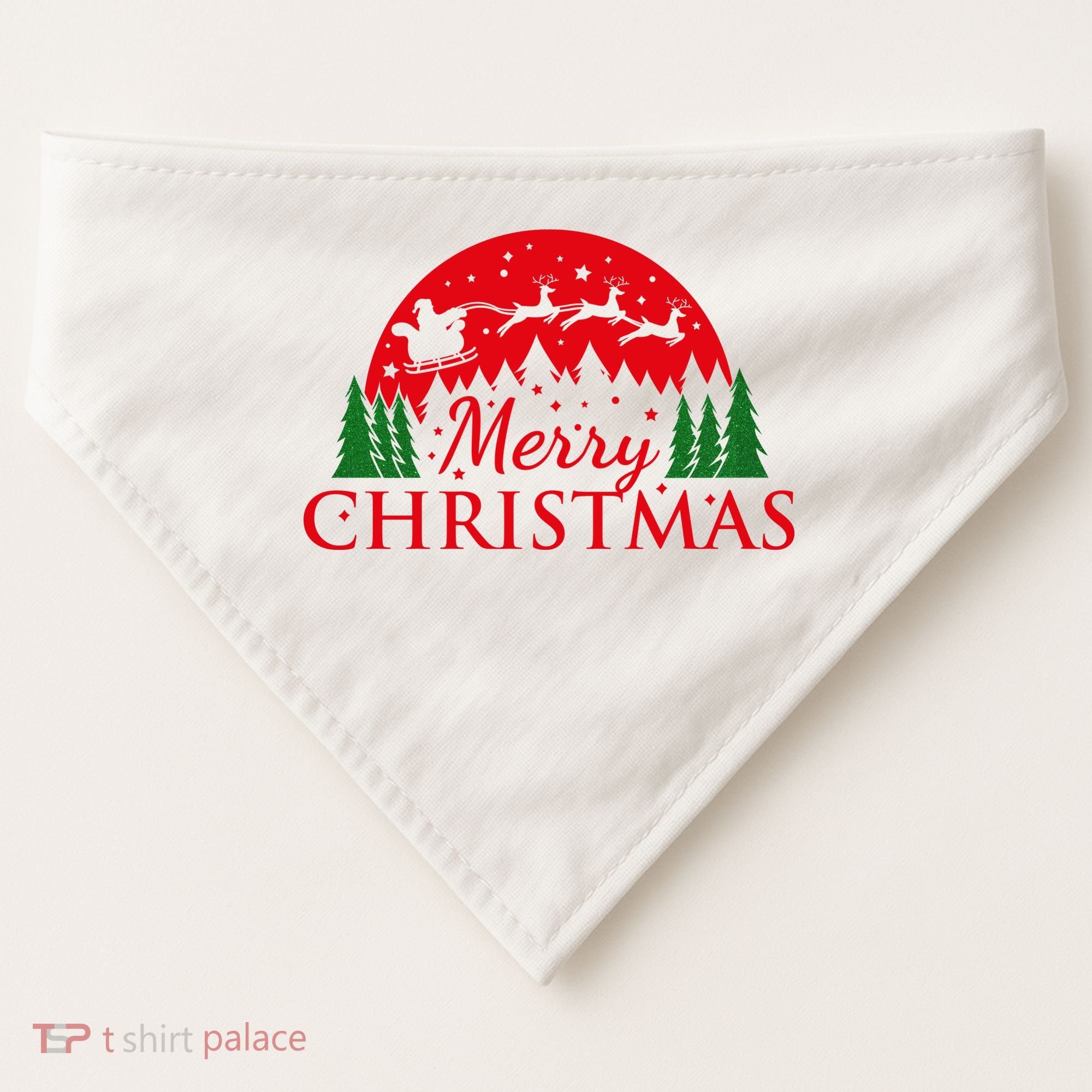 Merry Christmas Santa Reindeer Holiday Gift USA-Made Doggie Bandana