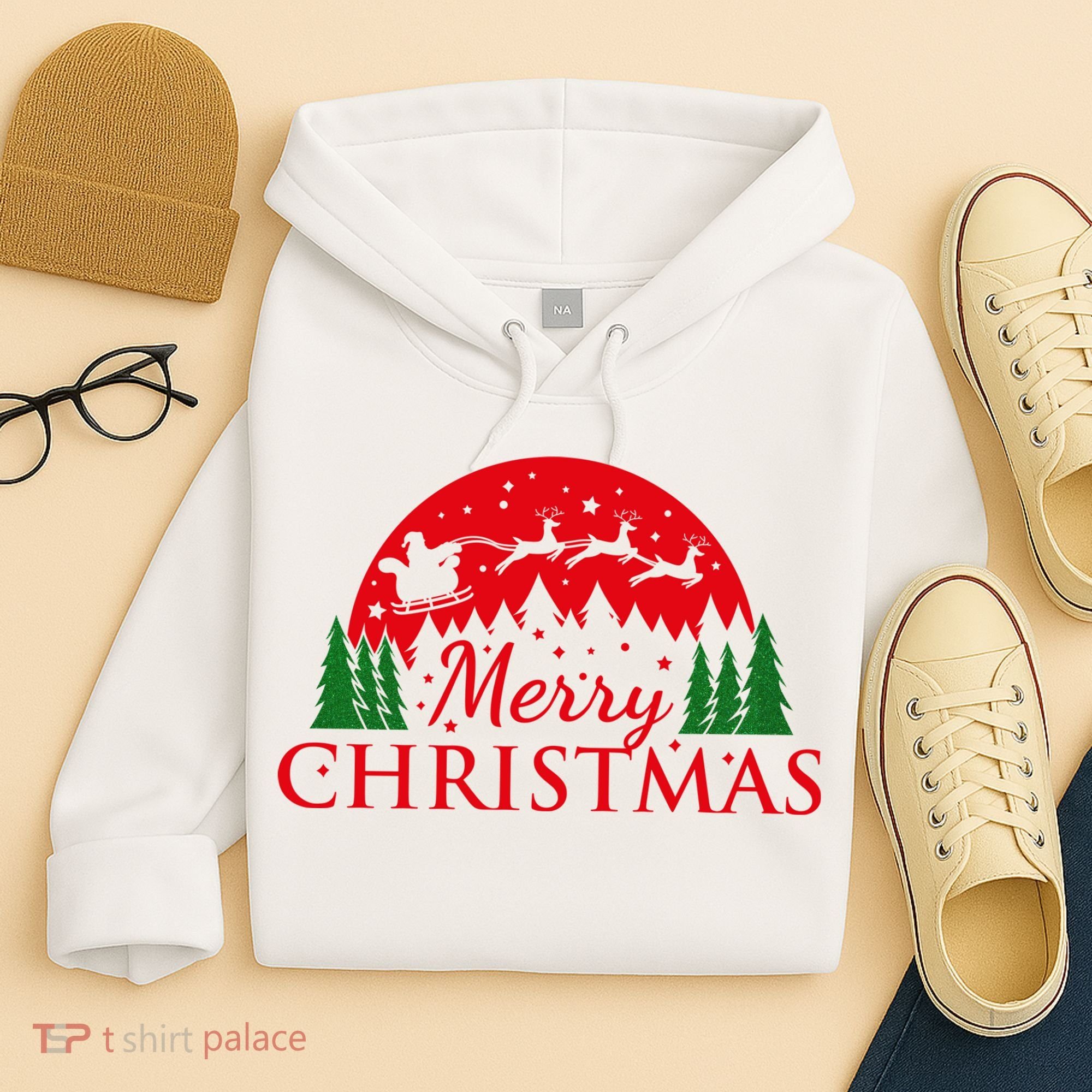 Merry Christmas Santa Reindeer Holiday Gift Hoodie
