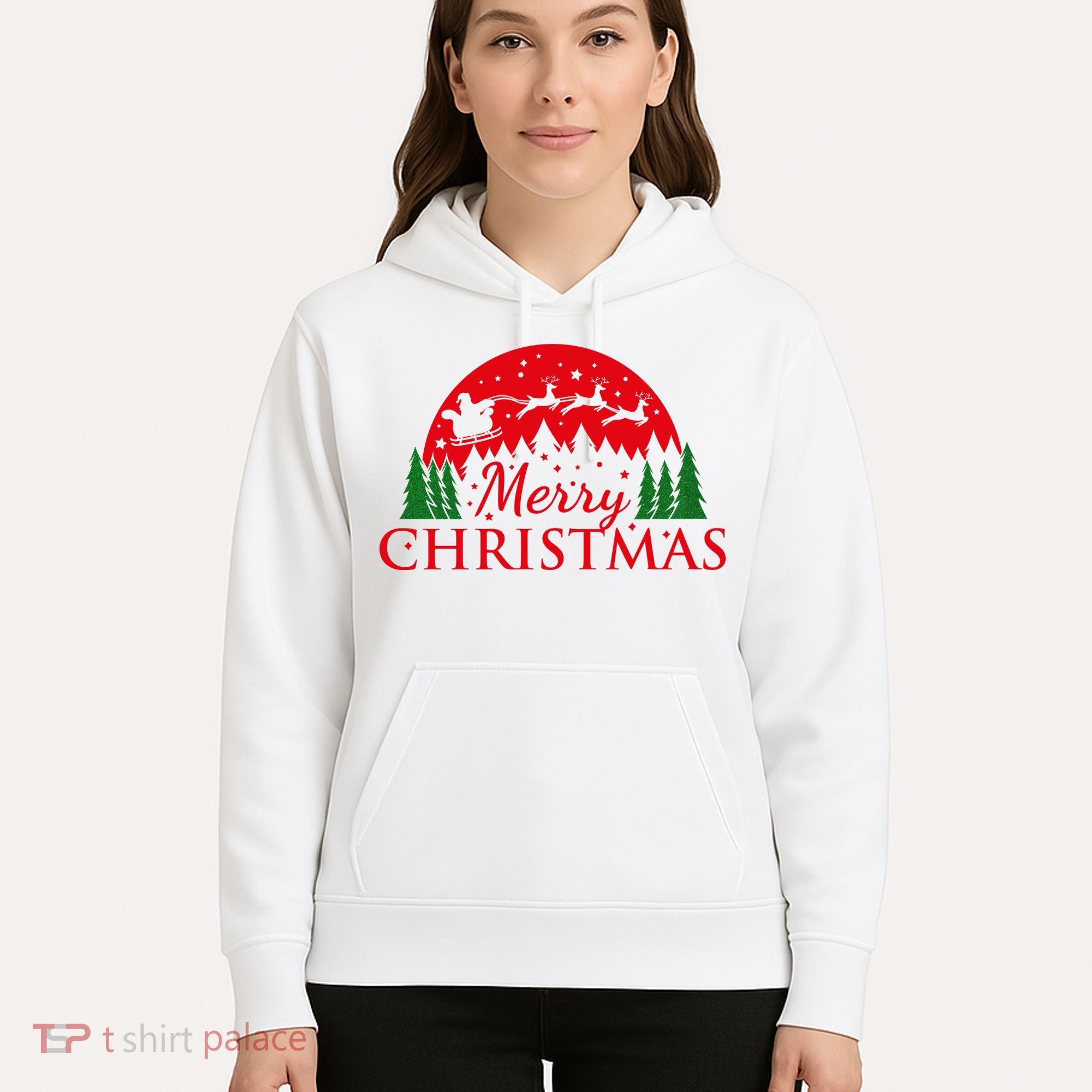 Merry Christmas Santa Reindeer Holiday Gift Hoodie