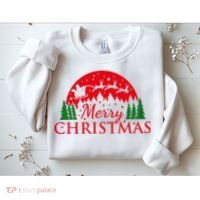 Merry Christmas Santa Reindeer Holiday Gift Sweatshirt thumb 2