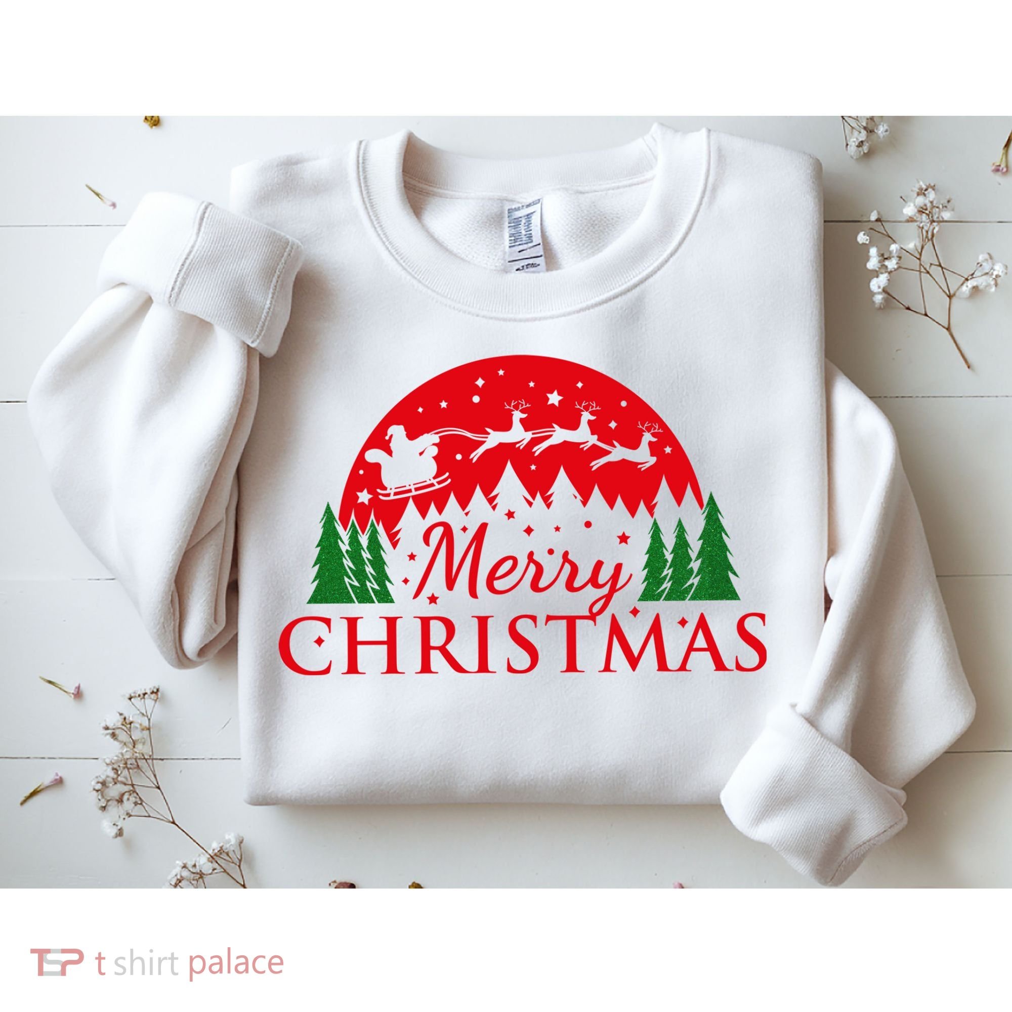 Merry Christmas Santa Reindeer Holiday Gift Sweatshirt