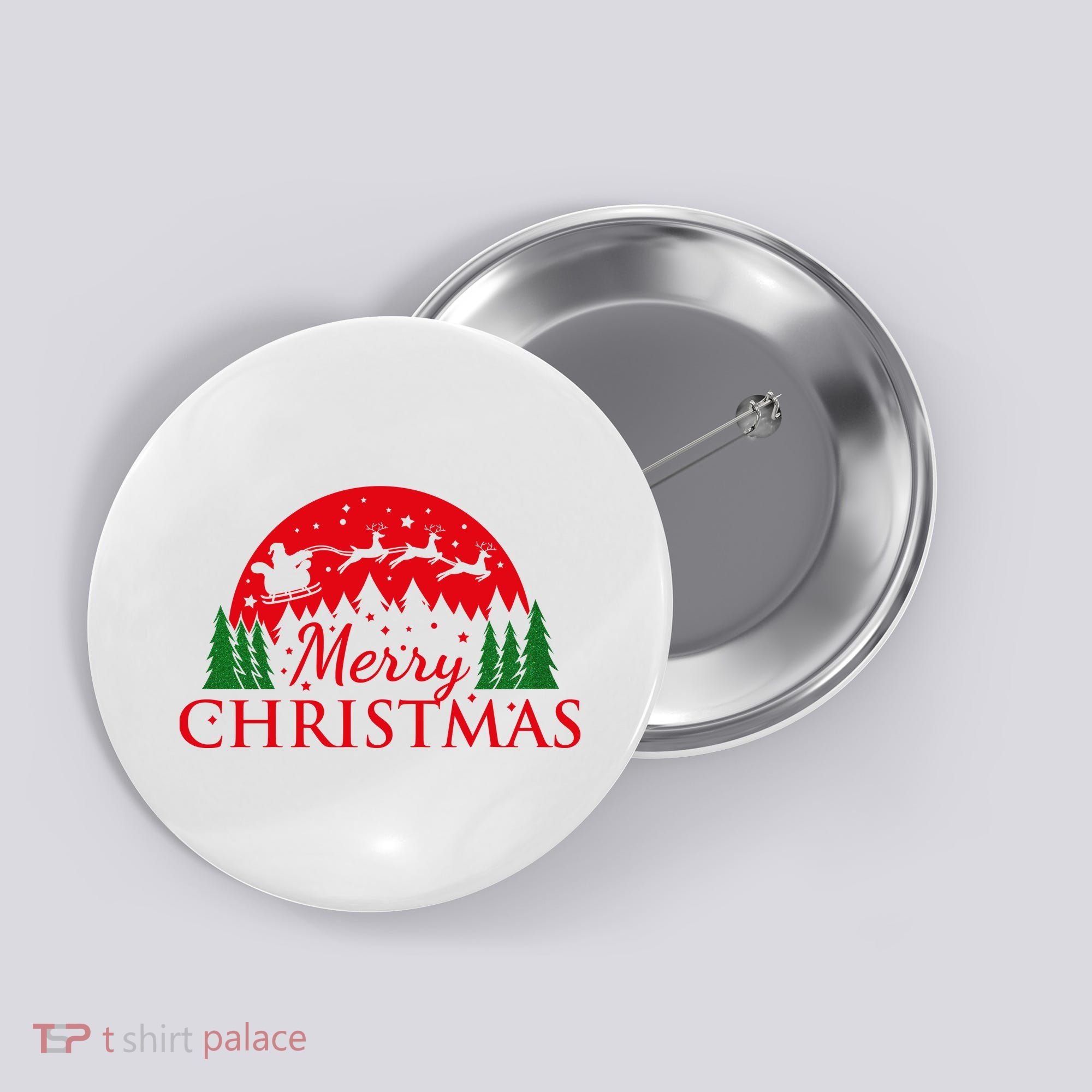 Merry Christmas Santa Reindeer Holiday Gift Button
