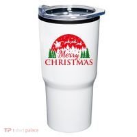 Merry Christmas Santa Reindeer Holiday Gift Tumbler thumb 0