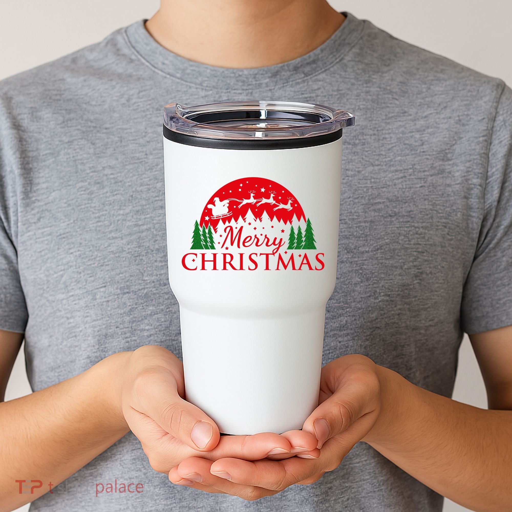 Merry Christmas Santa Reindeer Holiday Gift Tumbler