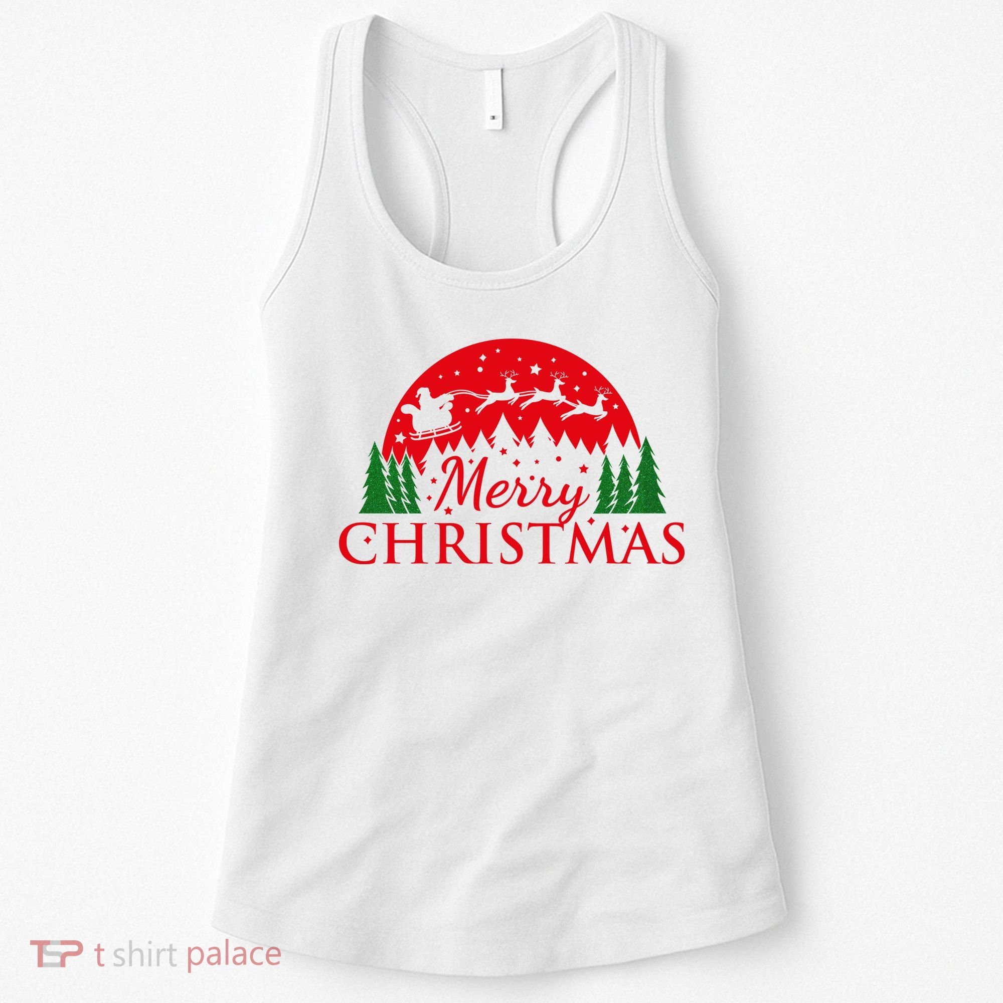 Merry Christmas Santa Reindeer Holiday Gift Women's Tank Top