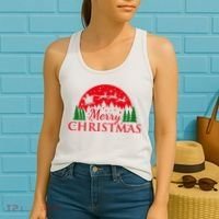 Merry Christmas Santa Reindeer Holiday Gift Women's Tank Top thumb 2