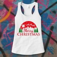 Merry Christmas Santa Reindeer Holiday Gift Women's Tank Top thumb 3