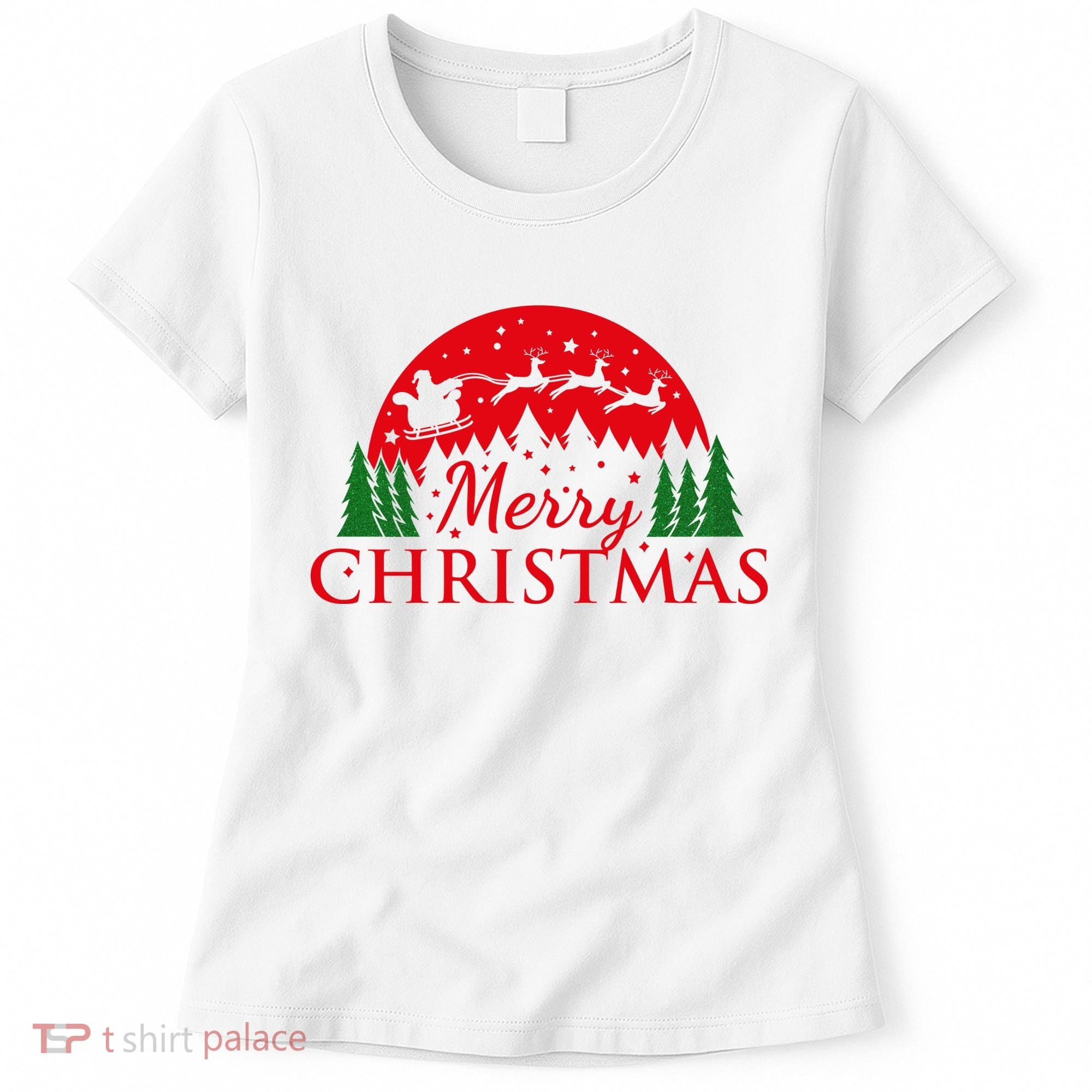 Merry Christmas Santa Reindeer Holiday Gift Women's T-Shirt