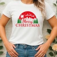 Merry Christmas Santa Reindeer Holiday Gift Women's T-Shirt thumb 2