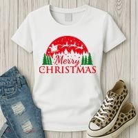 Merry Christmas Santa Reindeer Holiday Gift Women's T-Shirt thumb 3