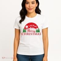Merry Christmas Santa Reindeer Holiday Gift Women's T-Shirt thumb 4