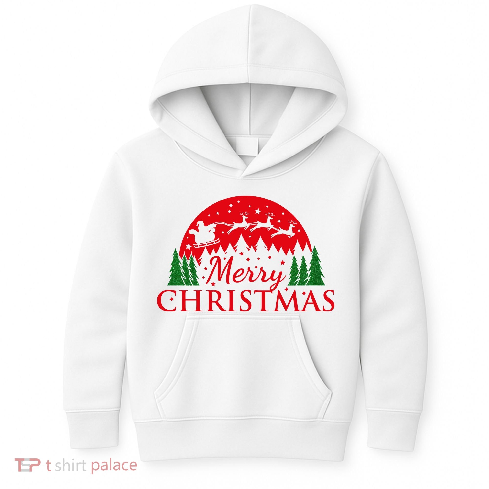 Merry Christmas Santa Reindeer Holiday Gift Kids Hoodie