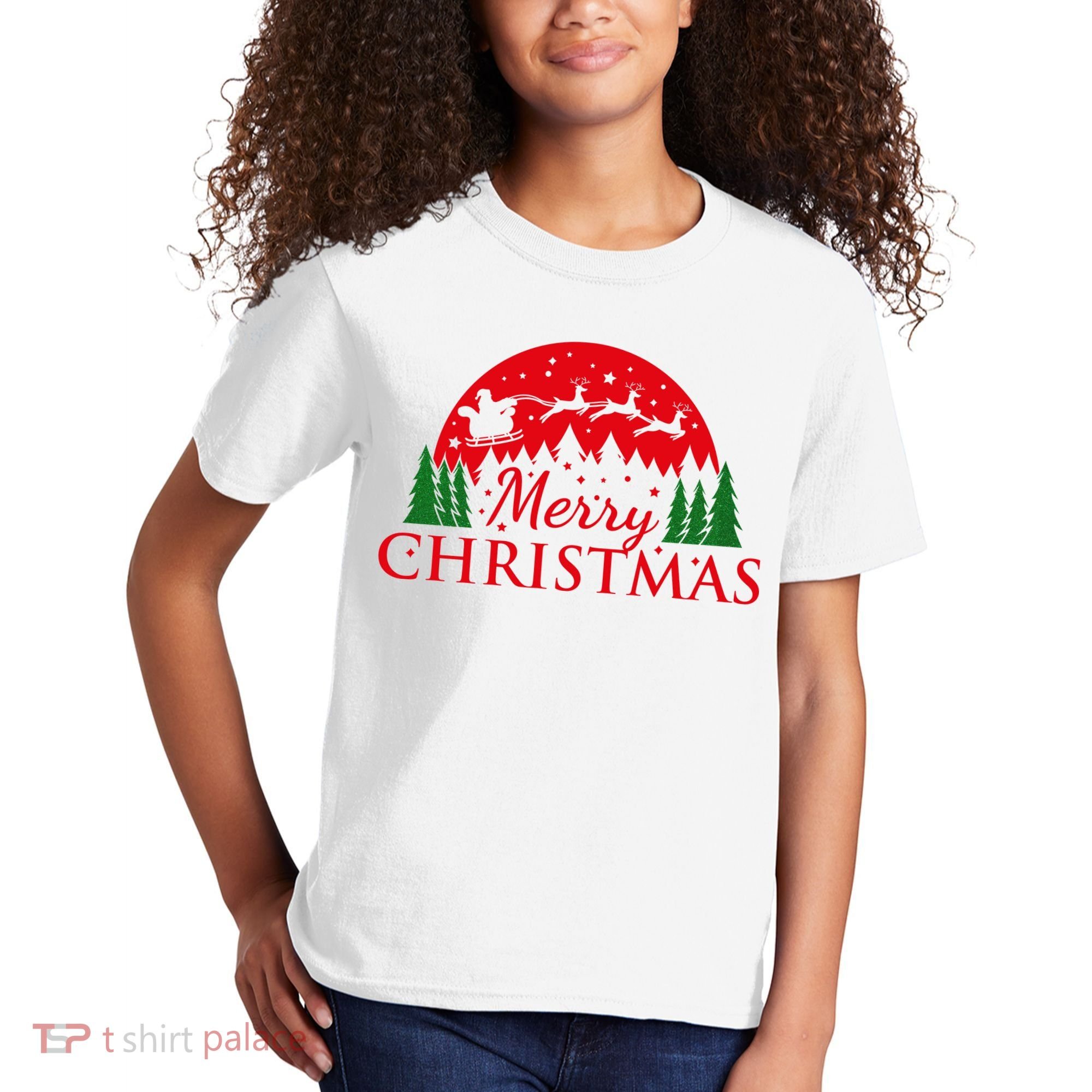 Merry Christmas Santa Reindeer Holiday Gift Kids T-Shirt