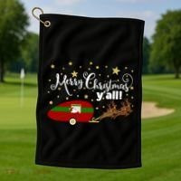 Merry Christmas Santa's Sleigh Golf Towel thumb 1